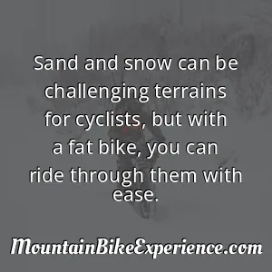Sand and snow can be challenging terrains for cyclists but with a fat bike you can ride through them with ease