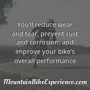 You’ll reduce wear and tear prevent rust and corrosion and improve your bike’s overall performance