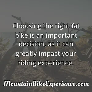 Choosing the right fat bike is an important decision as it can greatly impact your riding experience