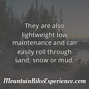 They are also lightweight low maintenance and can easily roll through sand snow or mud