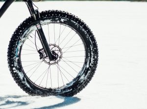 mountain bike fat tires in the snow