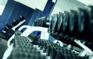 dumbells at a gym