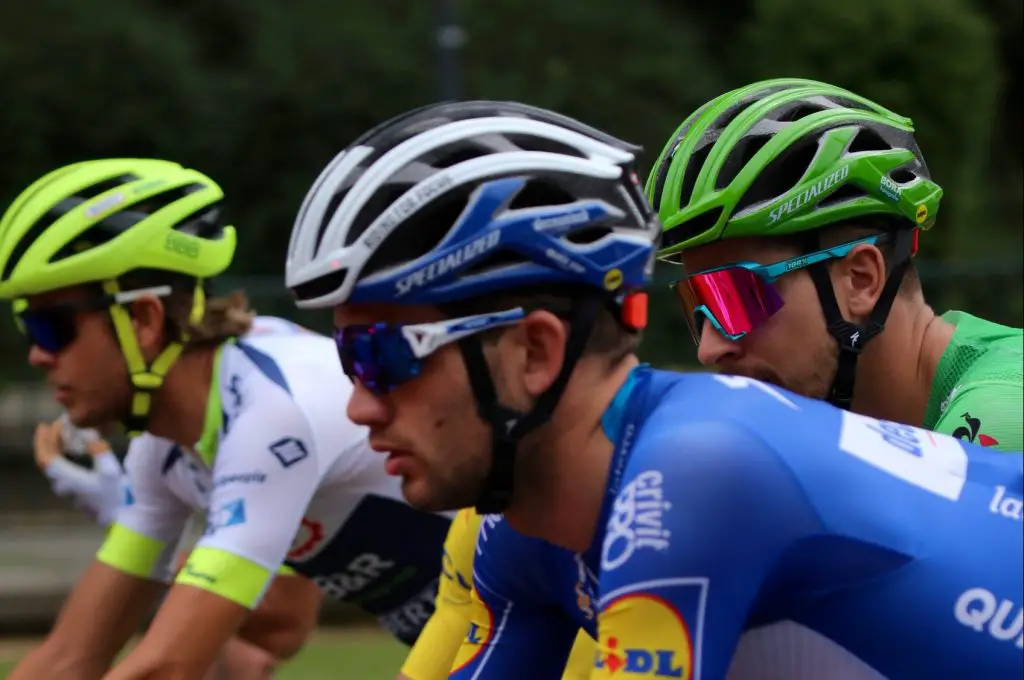 Cyclists wearing cycling sunglasses