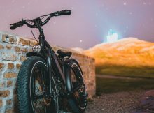 Fat bike leaning against a wall