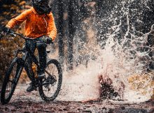 bike riding through water