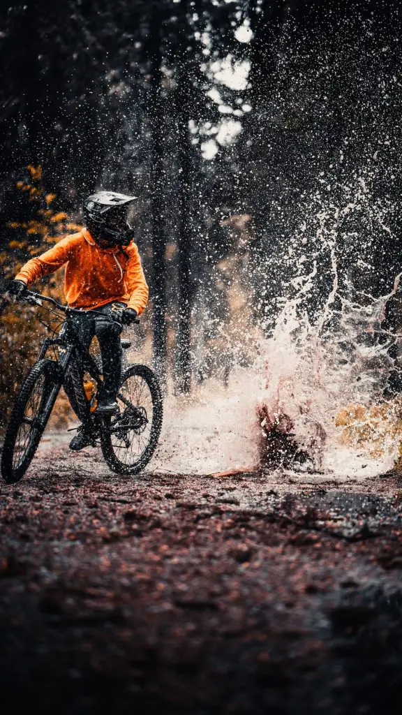 bike riding through water