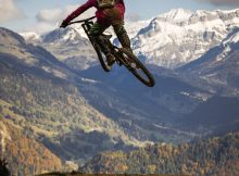 mountain bike in a big jump