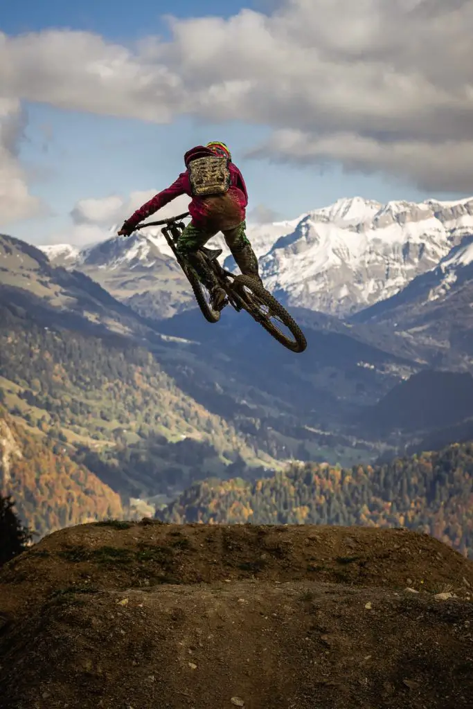 mountain bike in a big jump