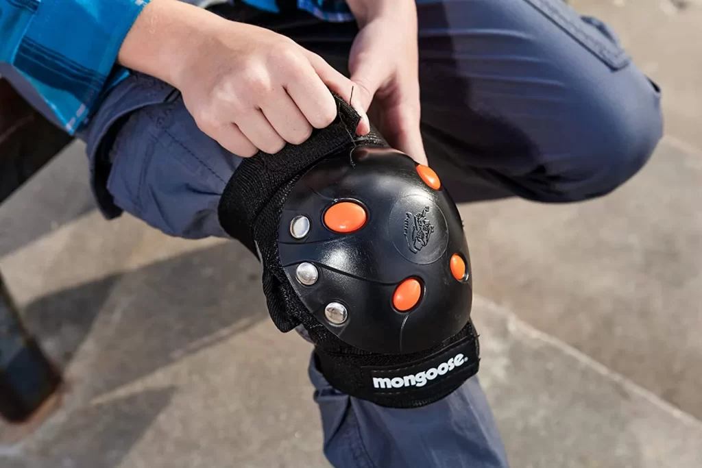 Mongoose Youth Knee and Elbow Pad Set Wearing Knee Pad