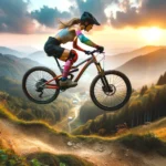 MTB Elbow Pads Accessories and Add-ons - A mountain biker jumping while wearing all safety gear